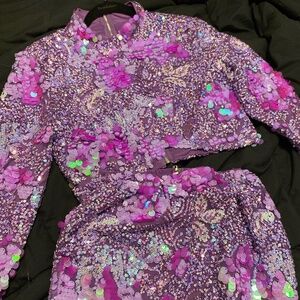 Purple Sequin Two Piece Set
